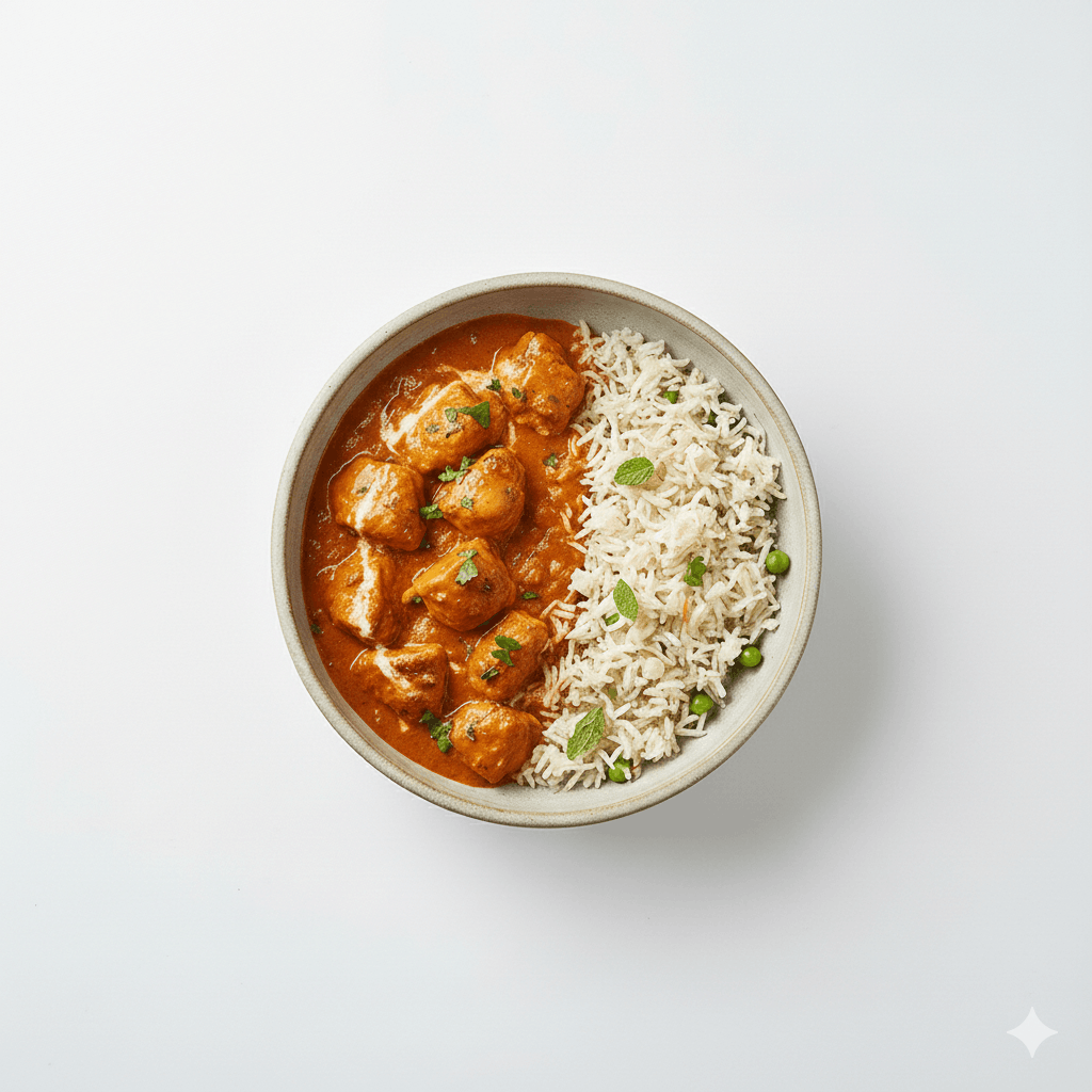 Chicken Tikka Curry With Minted Pilaf
